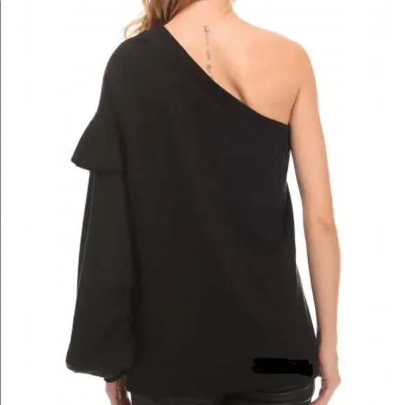 Zara One Shoulder Ruffle Sweater Top Medium - Picture 3 of 8